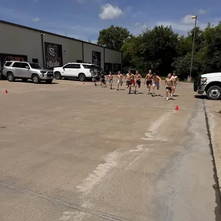 Outdoor conditioning in the lot behind the AWC gym.